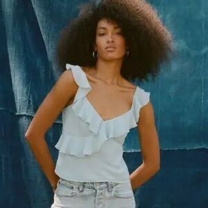 NWT Abercrombie Sheer Ruffle Top